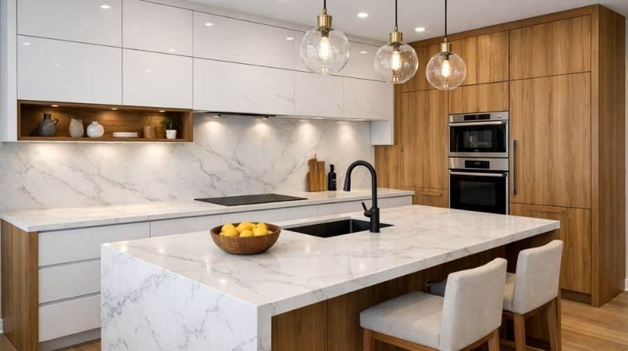 מטבח עם שיש גרניט פורצלן